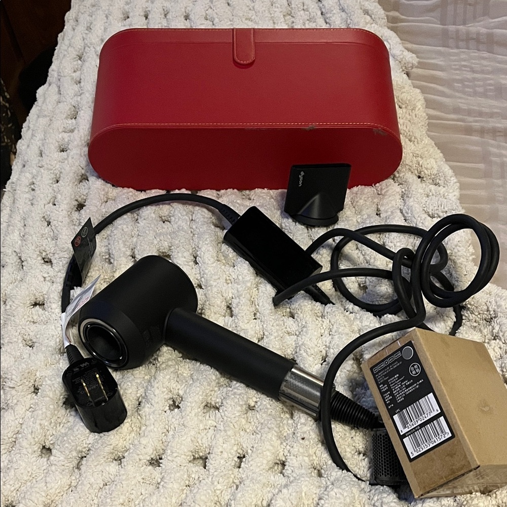 Dyson Black Hair Dryer with Red Storage Case